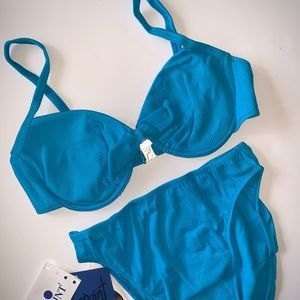 NWT Vintage Blue Bow Underwire Bikini Set